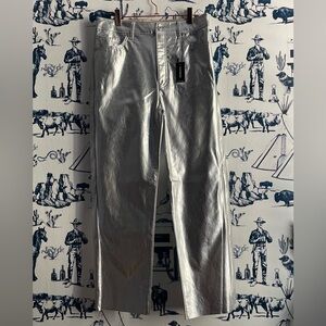 Metallic Silver High Waisted Pants Express Size 8 NWT Disco Party